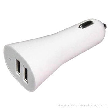 Dual USB Car Charger, Rocket Shape, LED Indicator, 2-port, DC 5V/2.1A & 1A